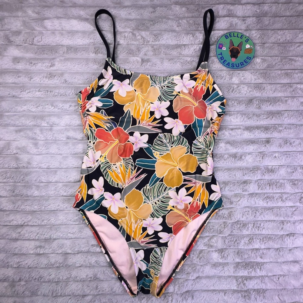Hurley Caribbean Dreamin One Piece Swimsuit Medium Floral Spaghetti Strap SPF 50 - Picture 2 of 10